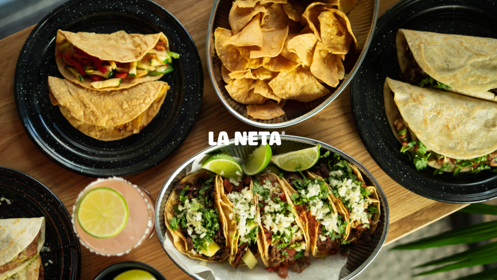 Bild på mat med La Netas logotyp